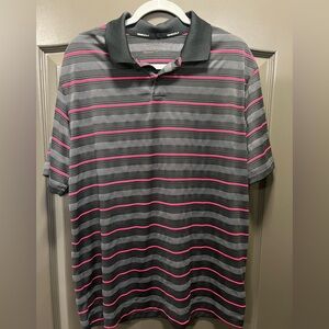 Nike Gray and Pink Striped Men's Golf Polo Shirt
